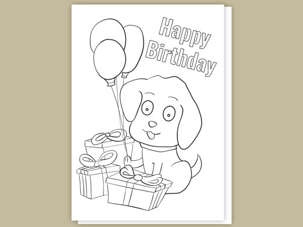 Puppy Birthday Card to color