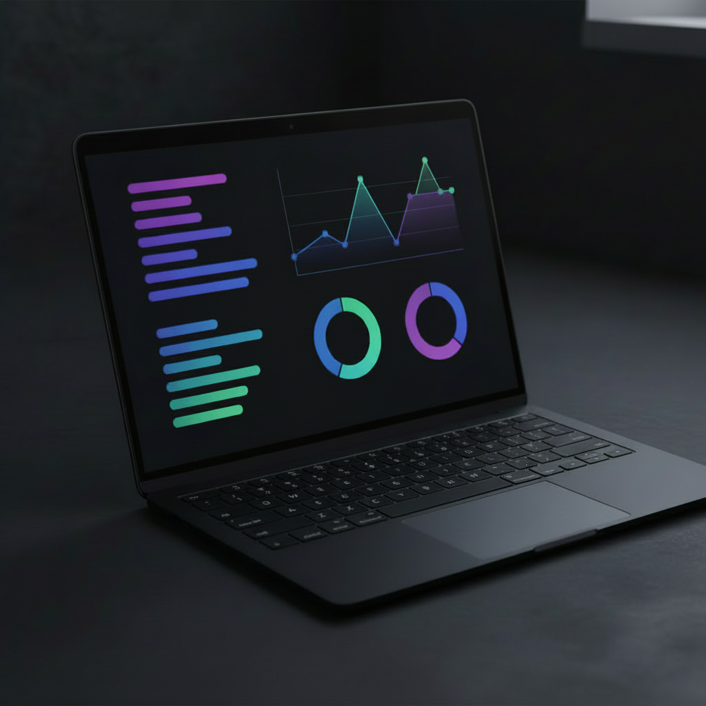 Data visualisation dashboard on a laptop screen