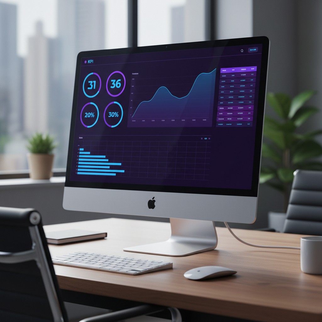Business dashboard on a desktop monitor